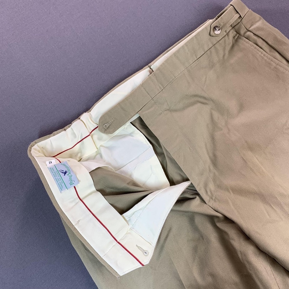 Flying Scotsman Pants Mens 42x30 Beige Mallard Embroidered Button Tab‎ Khakis
